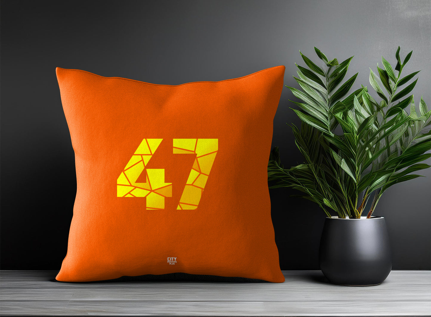 47 Number Pillow Case and Pillow Throw (Orange)