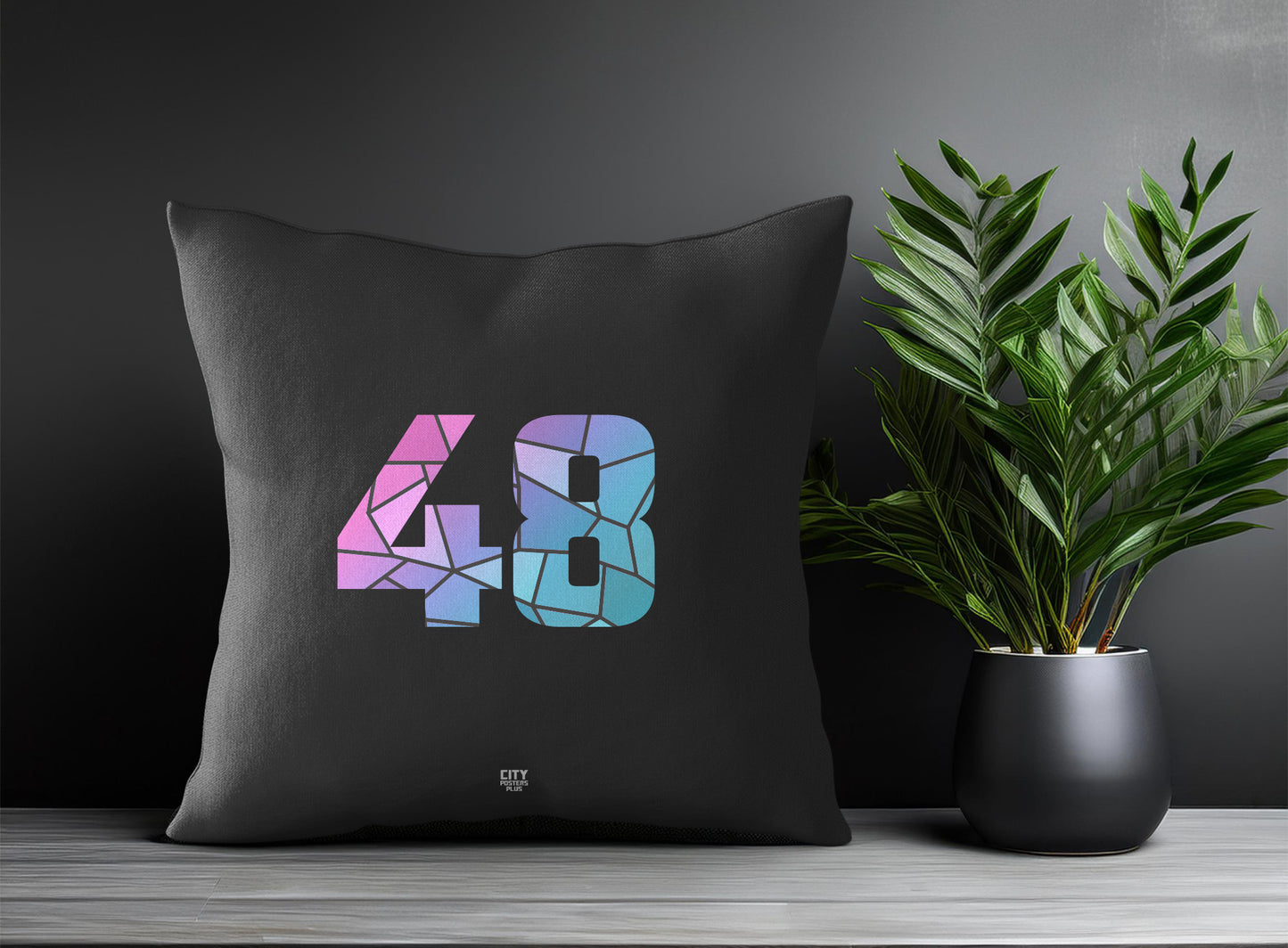 48 Number Pillow Case and Pillow Throw (Charcoal Grey)