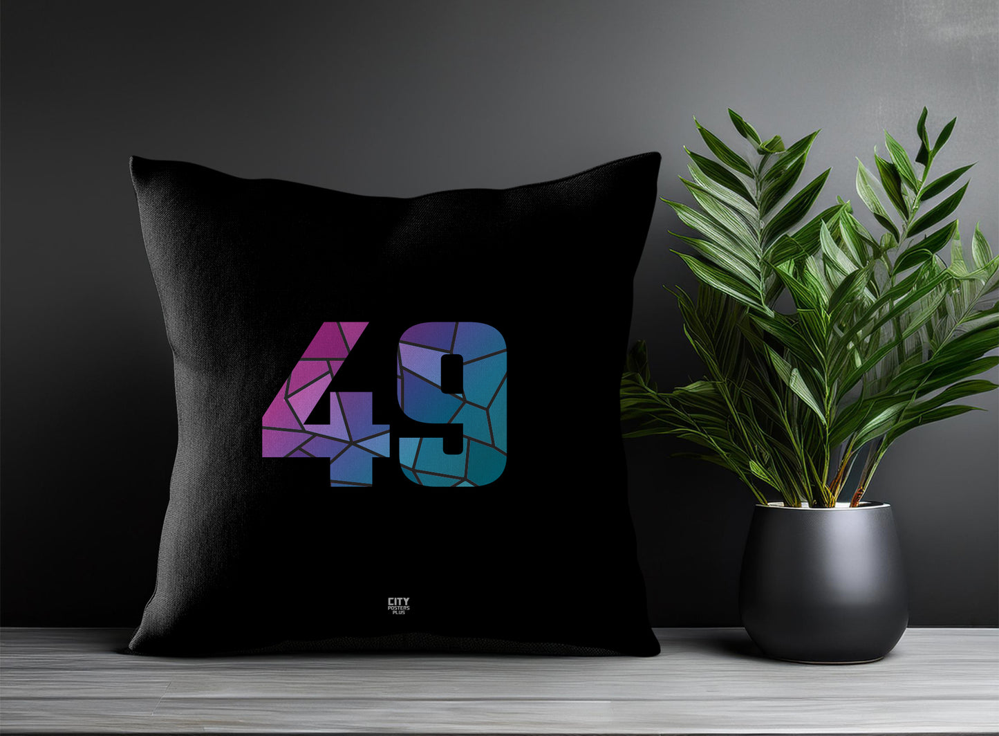 49 Number Pillow Case and Pillow Throw (Black)
