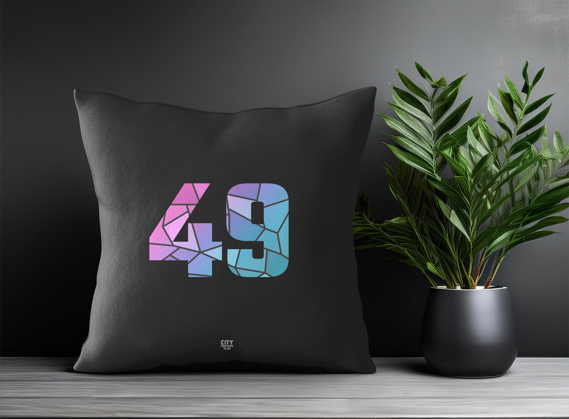 49 Number Pillow Case and Pillow Throw (Charcoal Grey)