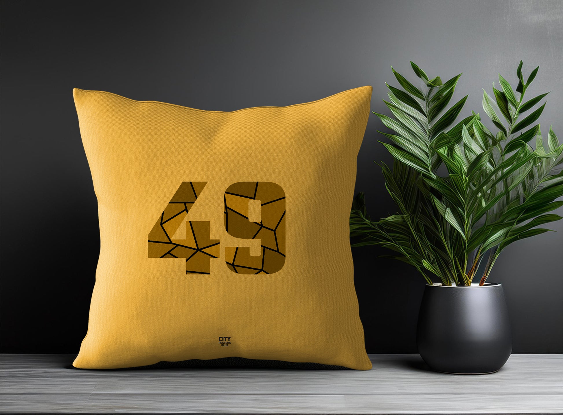 49 Number Pillow Case and Pillow Throw (Golden Yellow)