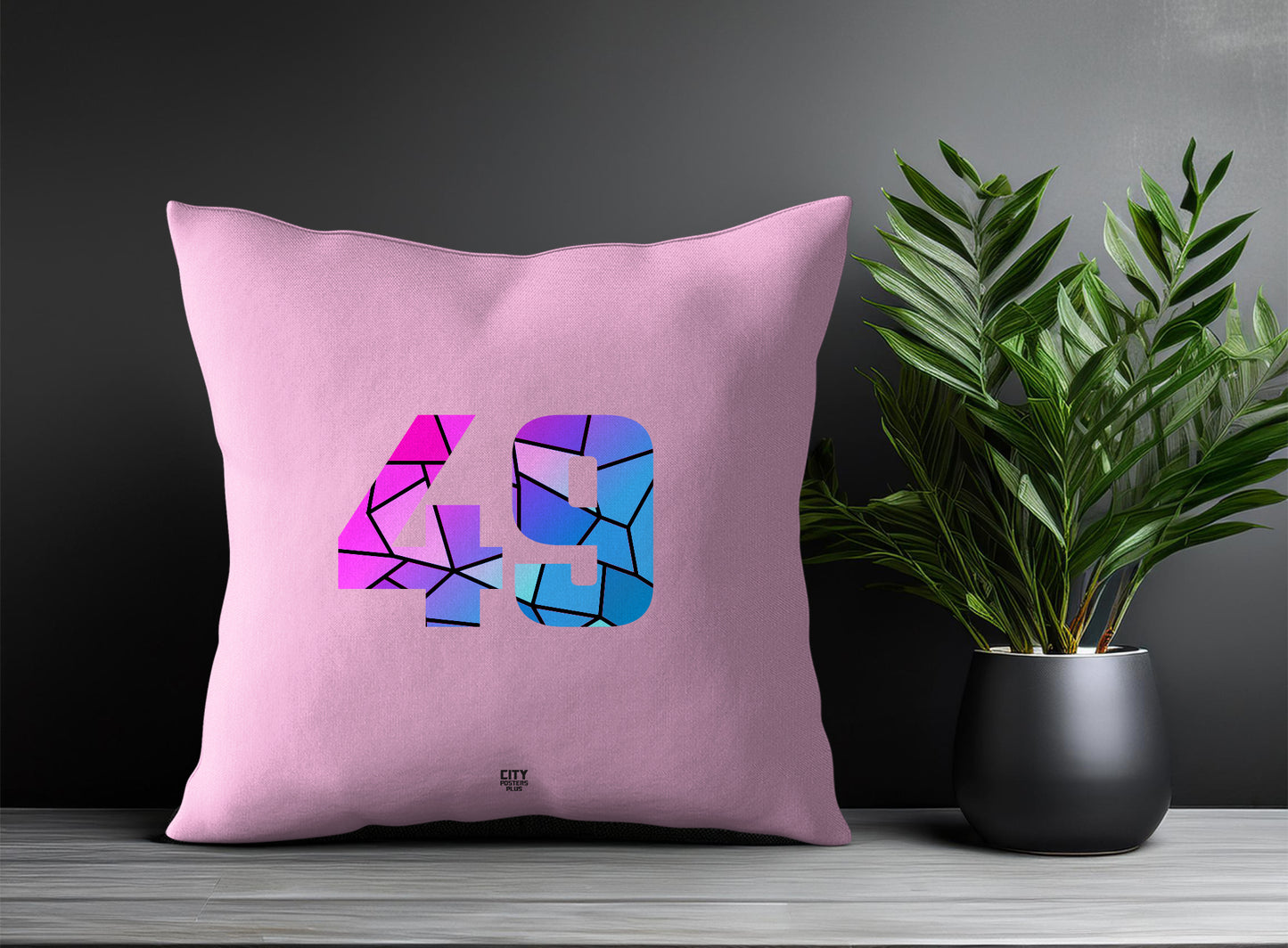 49 Number Pillow Case and Pillow Throw (Light Pink)