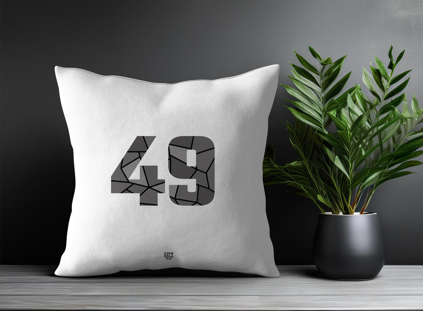 49 Number Pillow Case and Pillow Throw (White)