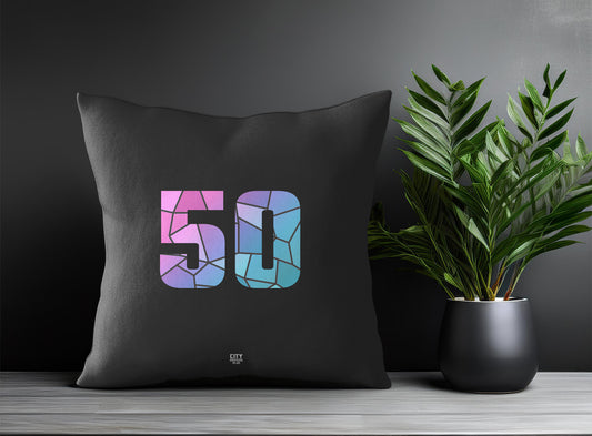 50 Number Pillow Case and Pillow Throw (Charcoal Grey)
