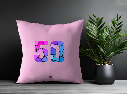 50 Number Pillow Case and Pillow Throw (Light Pink)