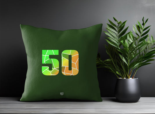 50 Number Pillow Case and Pillow Throw (Olive Green)