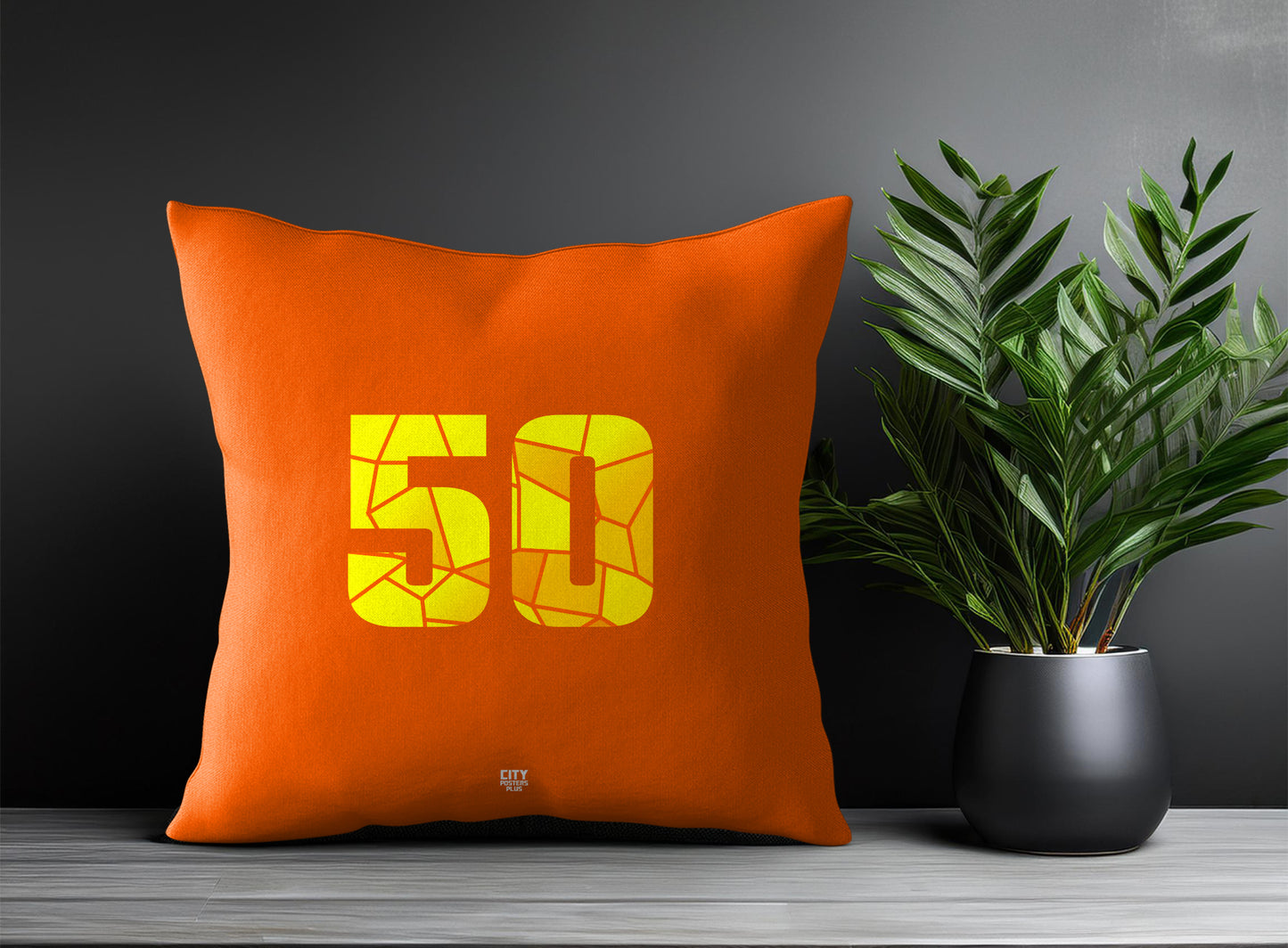 50 Number Pillow Case and Pillow Throw (Orange)