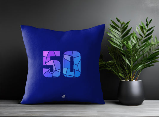 50 Number Pillow Case and Pillow Throw (Royal Blue)
