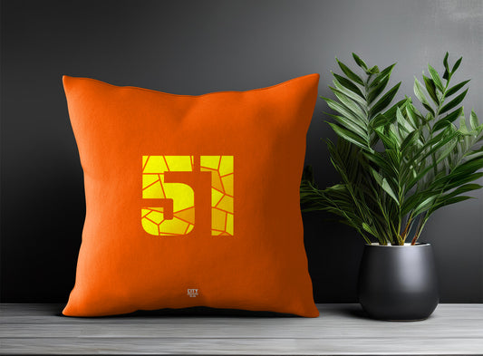 51 Number Pillow Case and Pillow Throw (Orange)