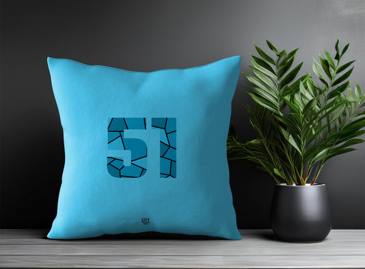 51 Number Pillow Case and Pillow Throw (Sky Blue)