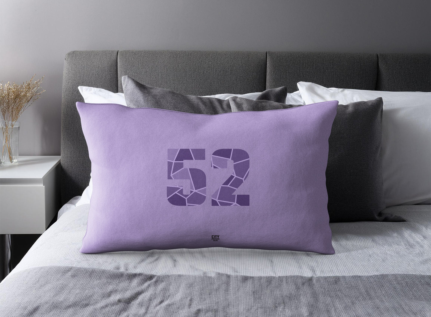 Print Deliver Plus 52 Number Pillow Case and Pillow Throw (Iris Lavender)