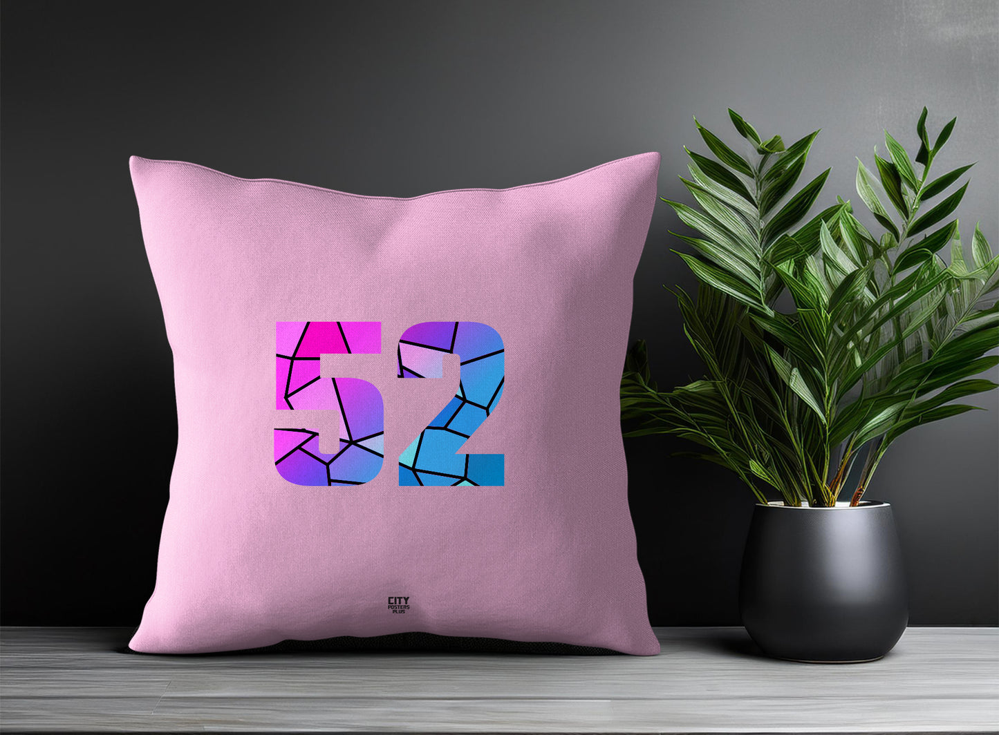52 Number Pillow Case and Pillow Throw (Light Pink)