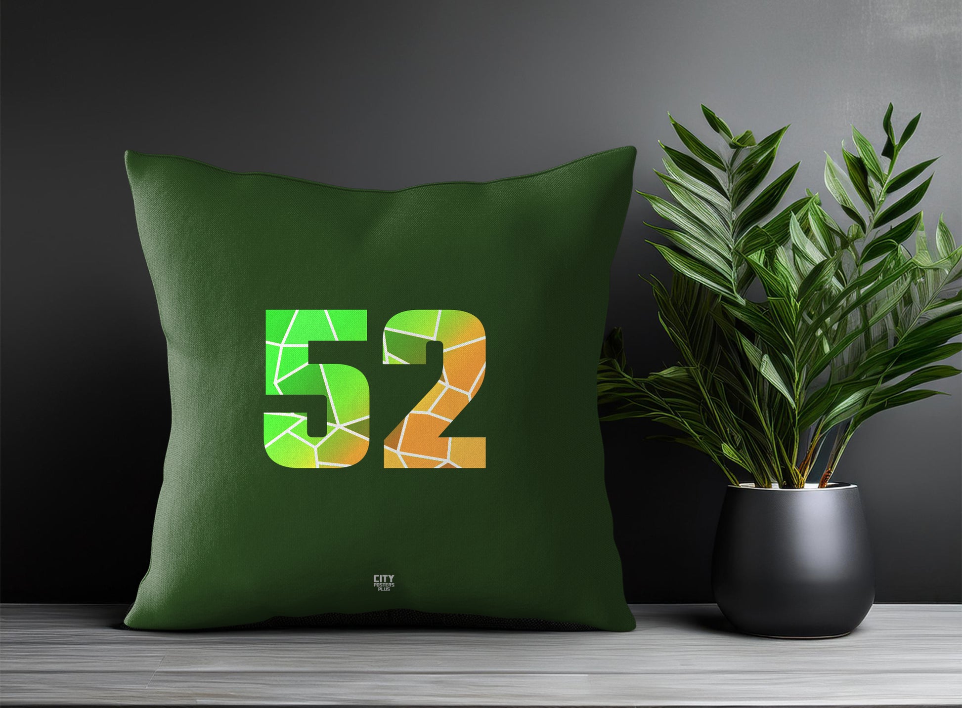 52 Number Pillow Case and Pillow Throw (Olive Green)