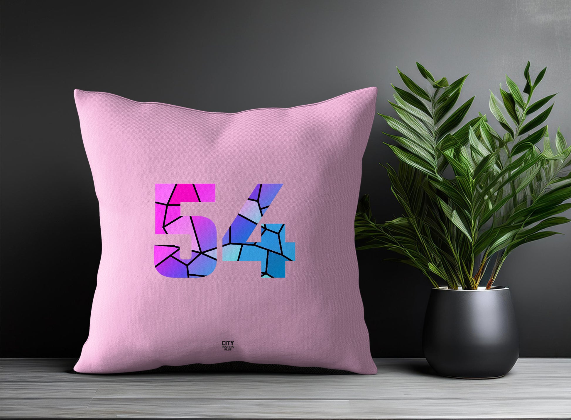 54 Number Pillow Case and Pillow Throw (Light Pink)