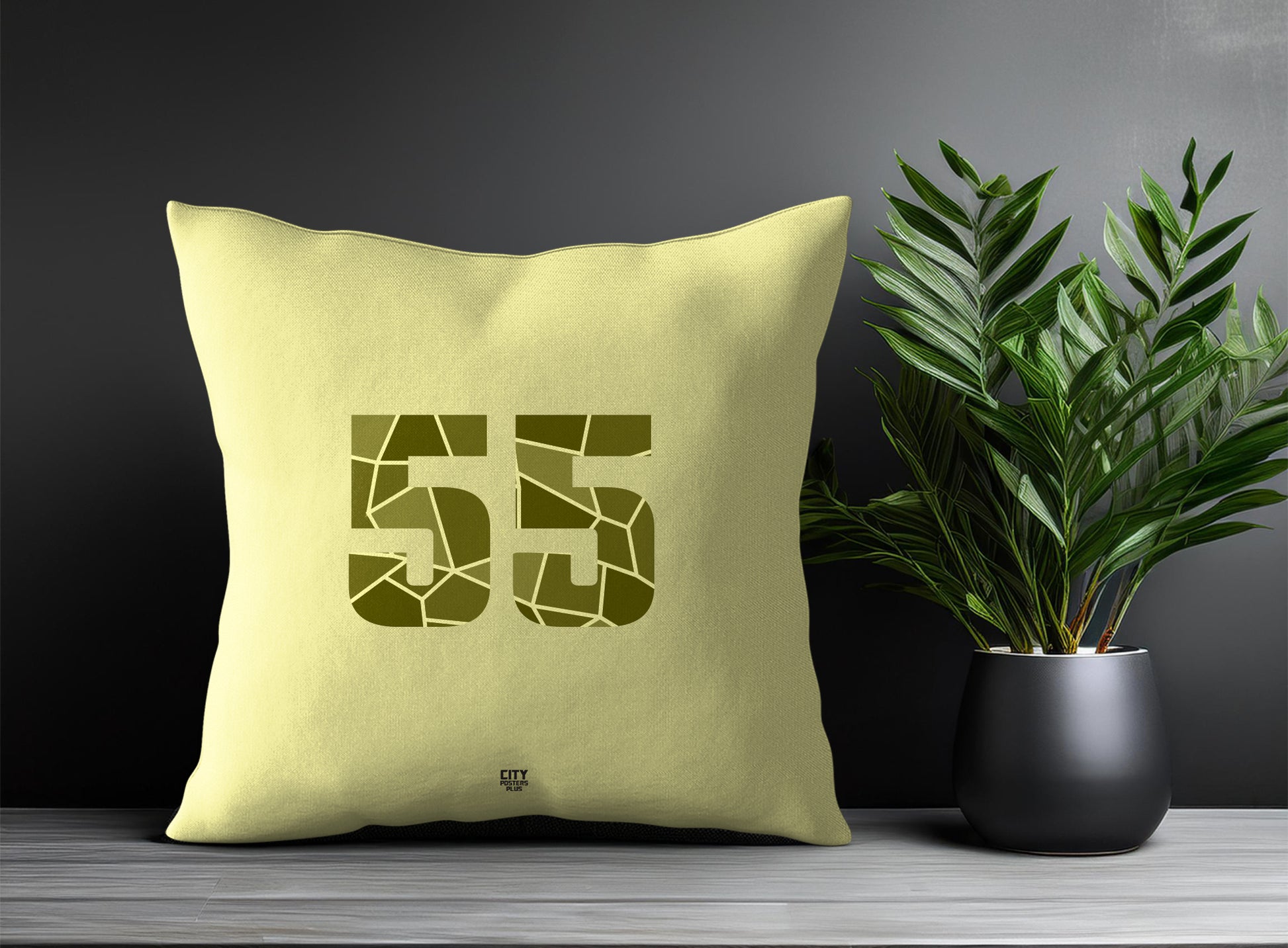 55 Number Pillow Case and Pillow Throw (Butter Yellow)
