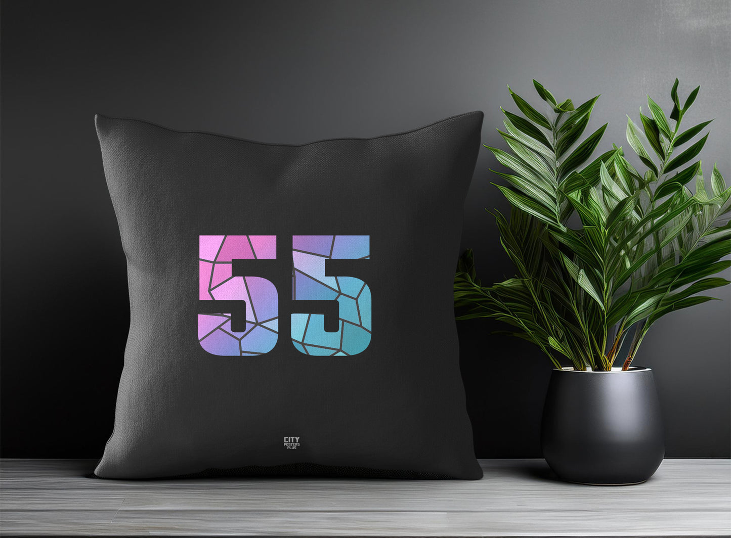 55 Number Pillow Case and Pillow Throw (Charcoal Grey)