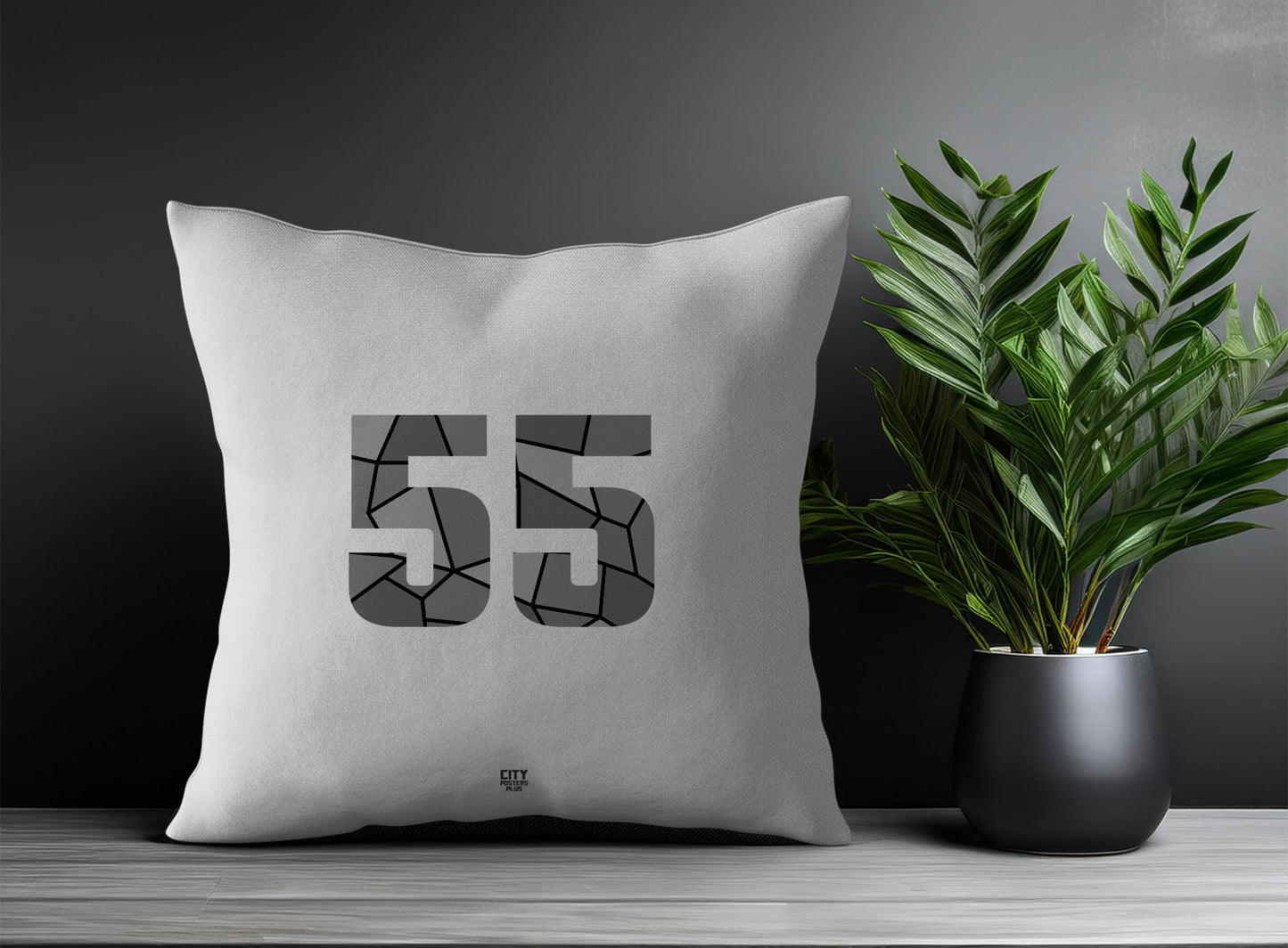 55 Number Pillow Case and Pillow Throw (Melange Grey)