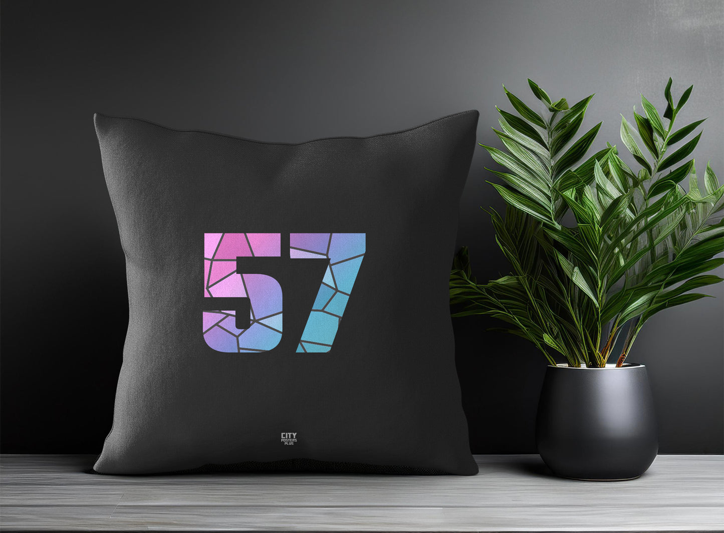 57 Number Pillow Case and Pillow Throw (Charcoal Grey)