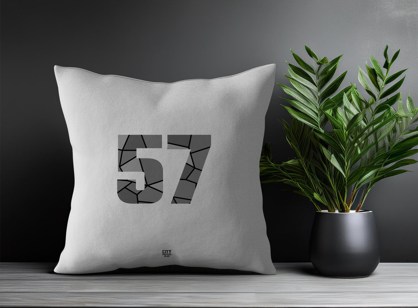 57 Number Pillow Case and Pillow Throw (Melange Grey)