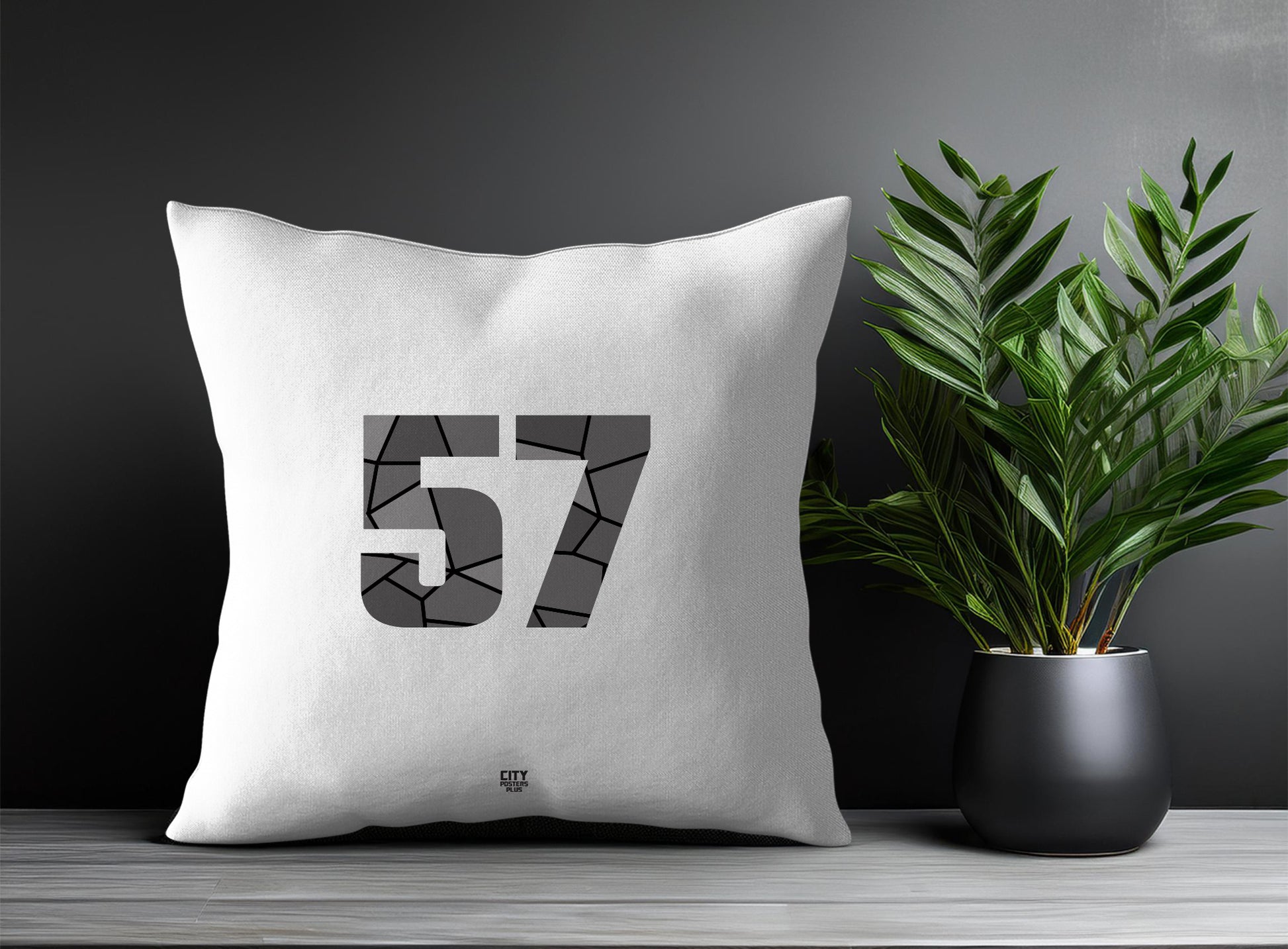 57 Number Pillow Case and Pillow Throw (White)