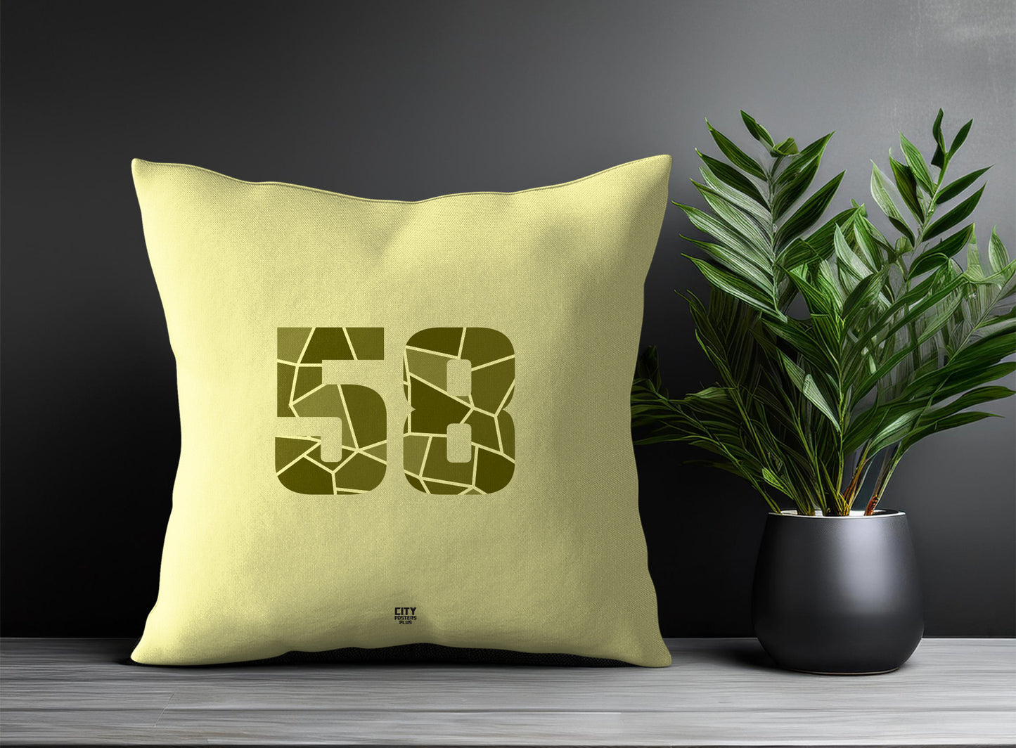 58 Number Pillow Case and Pillow Throw (Butter Yellow)