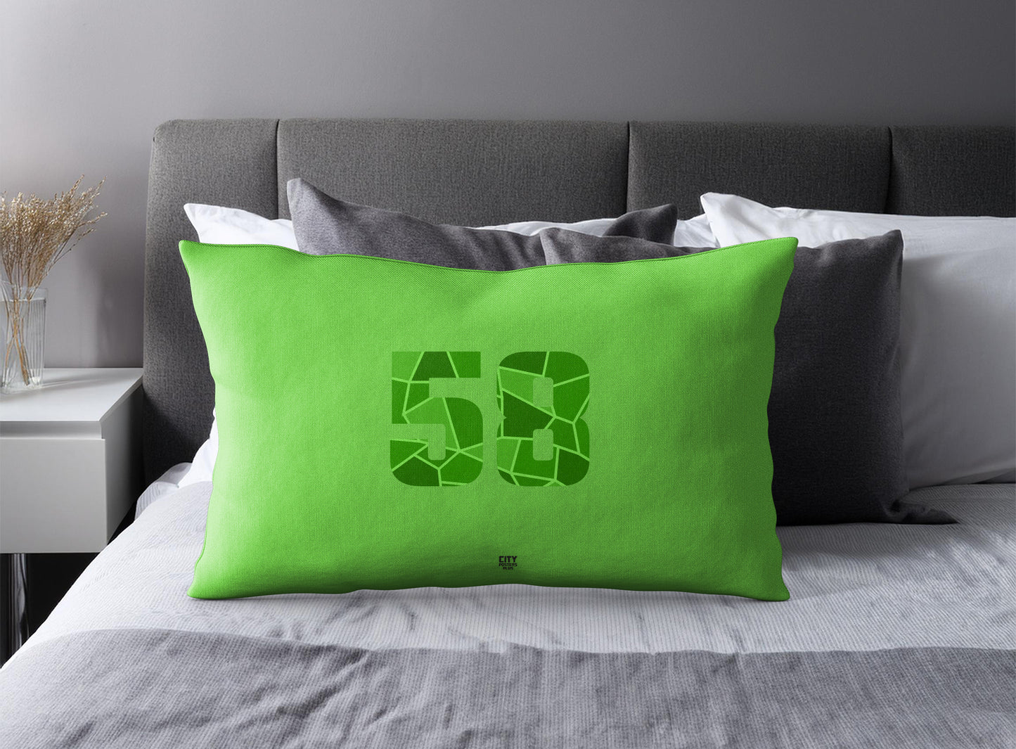 Print Deliver Plus 58 Number Pillow Case and Pillow Throw (Liril Green)