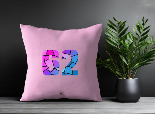 62 Number Pillow Case and Pillow Throw (Light Pink)