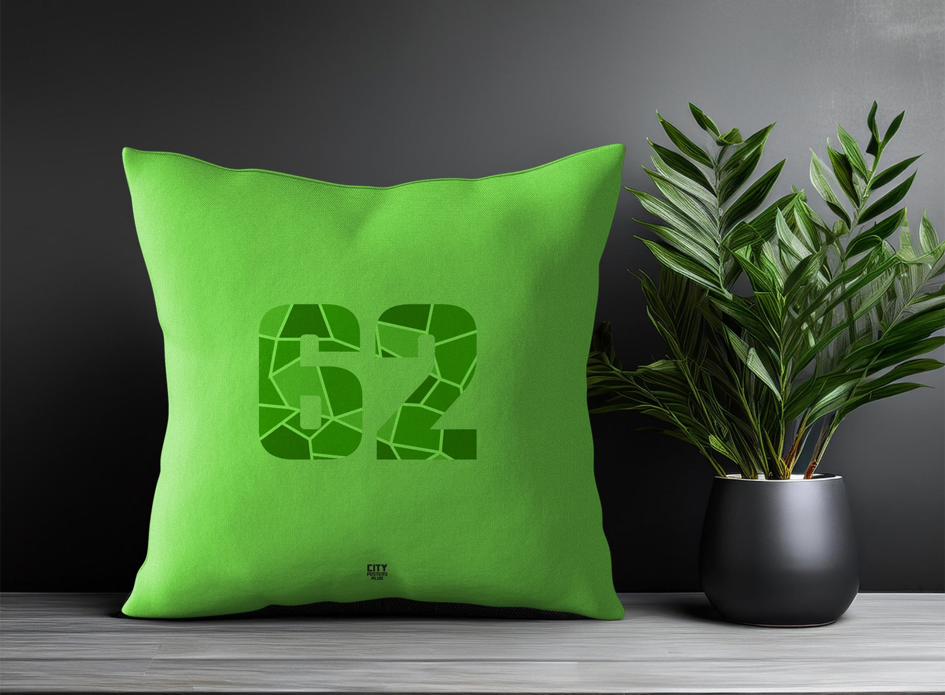 62 Number Pillow Case and Pillow Throw (Liril Green)