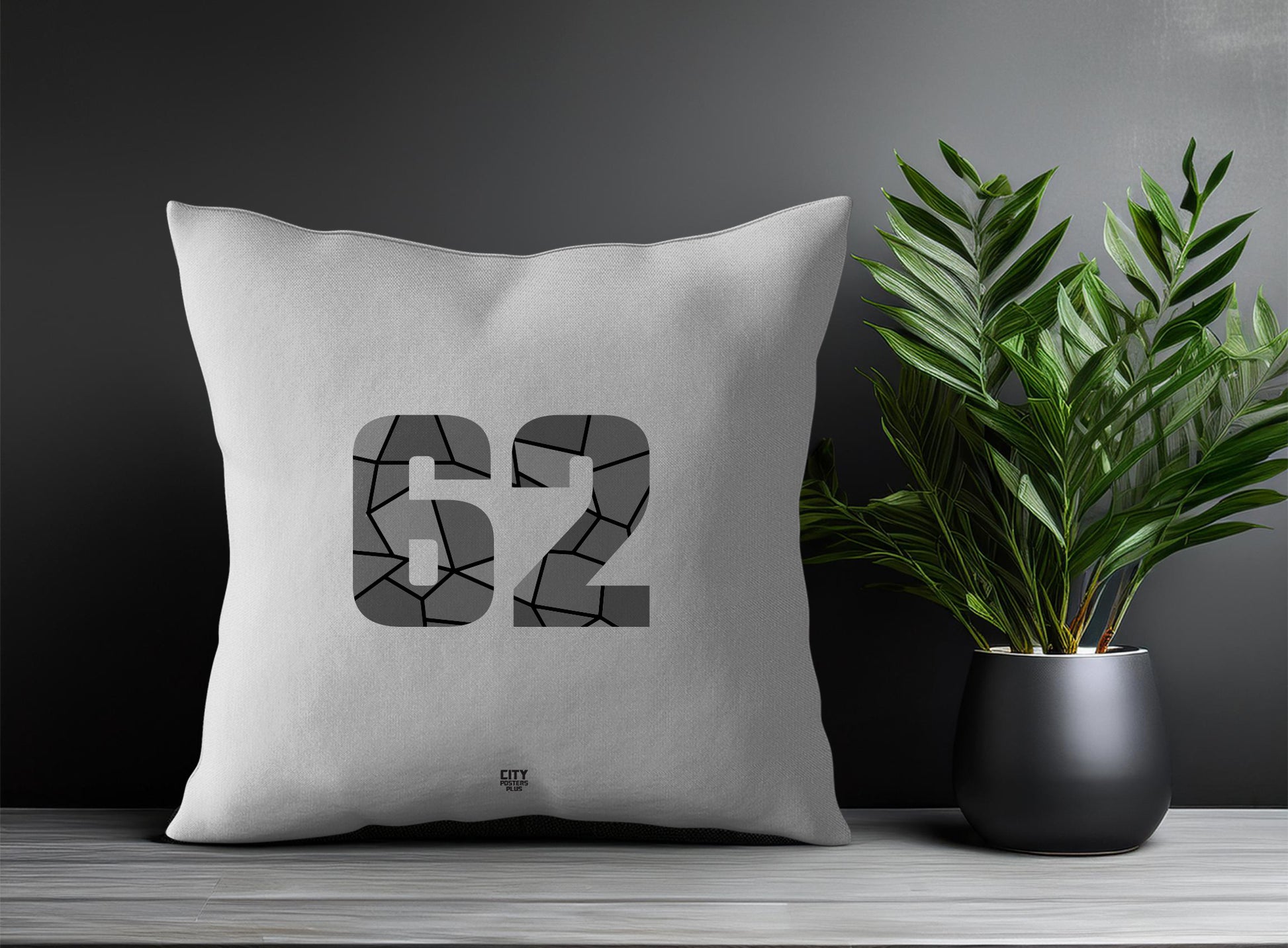 62 Number Pillow Case and Pillow Throw (Melange Grey)