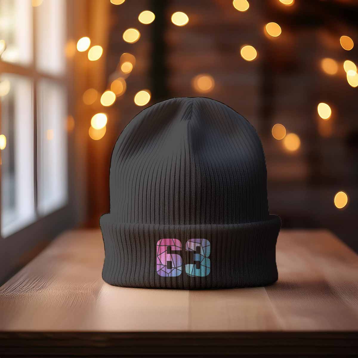 63 Number Cuffed Beanie (Dark Grey)