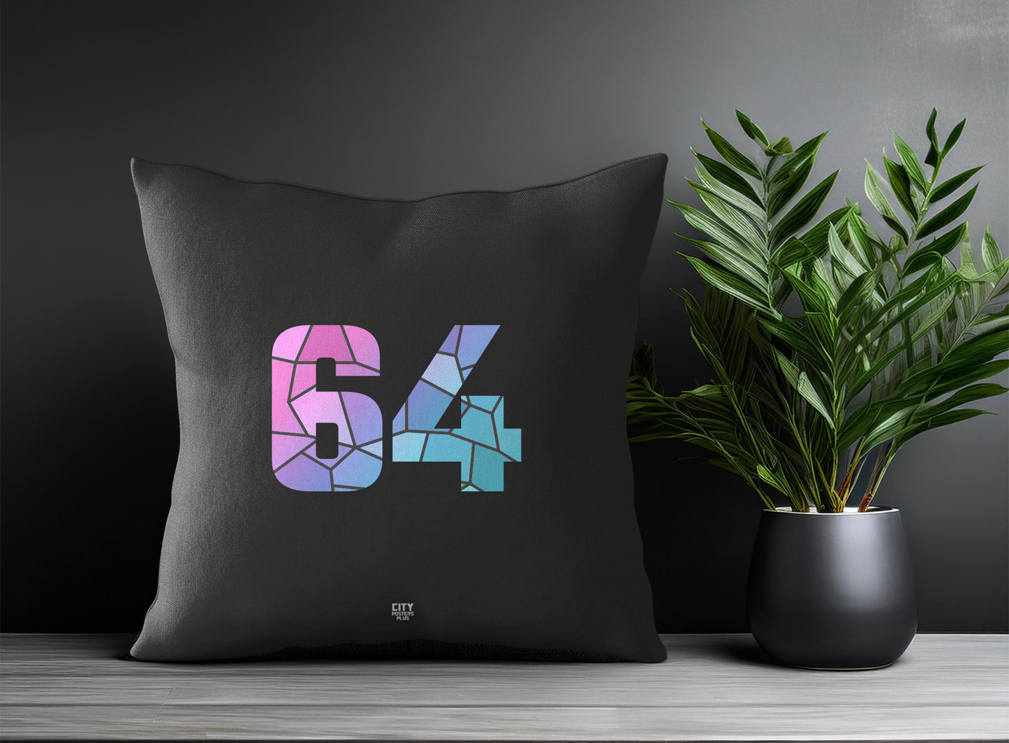 64 Number Pillow Case and Pillow Throw (Charcoal Grey)