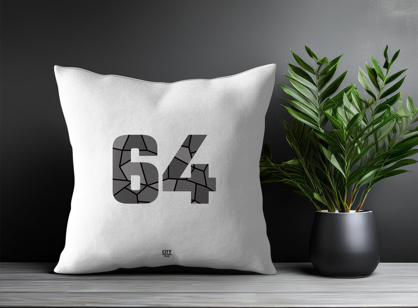 64 Number Pillow Case and Pillow Throw (White)