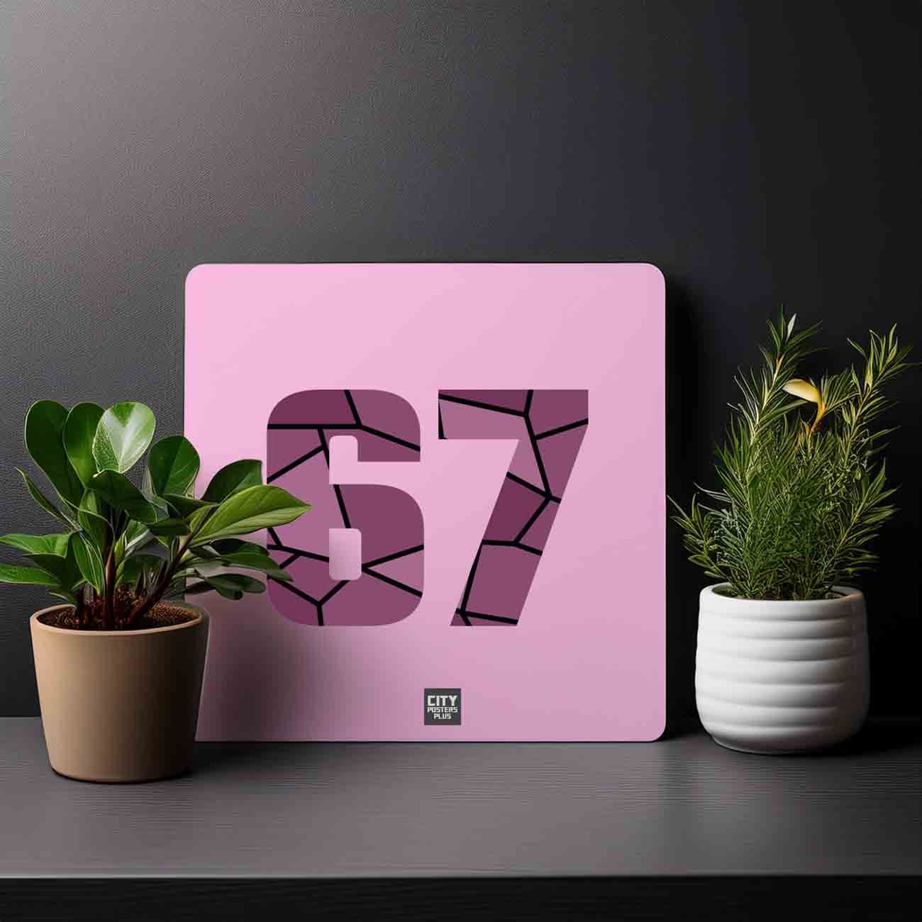 67 Number Mousepad (Light Pink)