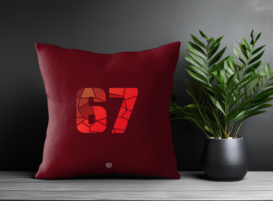 67 Number Pillow Case and Pillow Throw (Maroon)