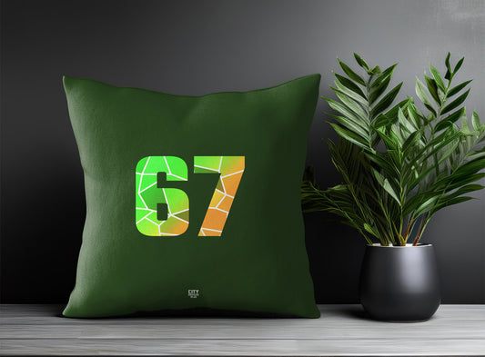67 Number Pillow Case and Pillow Throw (Olive Green)