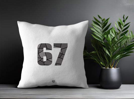 67 Number Pillow Case and Pillow Throw (White)