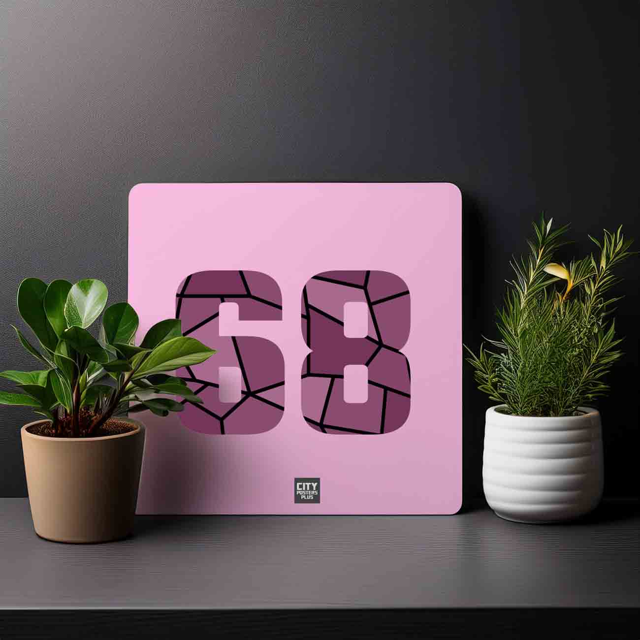 68 Number Mousepad (Light Pink)