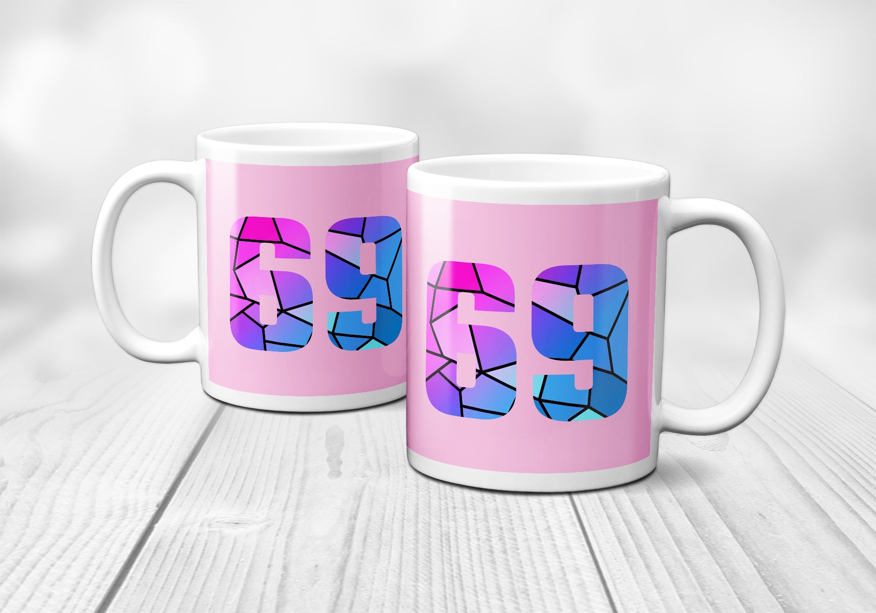 69 Number Mug (Light Pink)