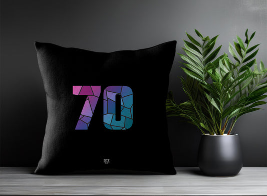 70 Number Pillow Case and Pillow Throw (Black)