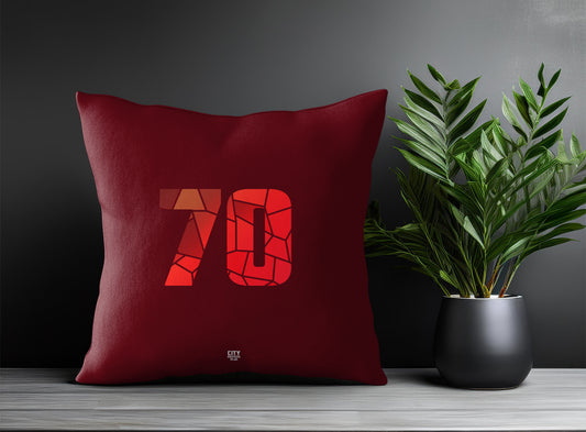 70 Number Pillow Case and Pillow Throw (Maroon)