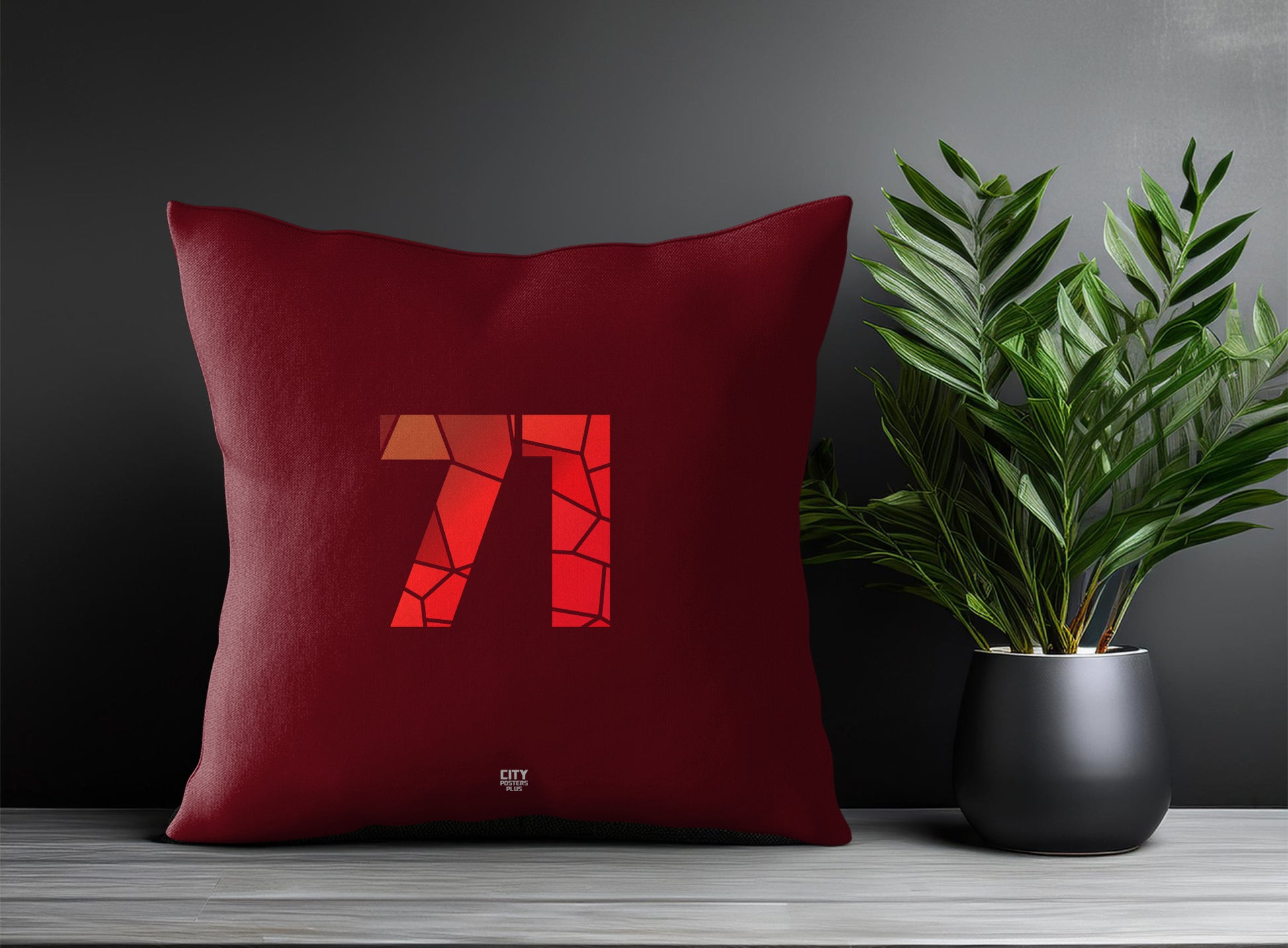71 Number Pillow Case and Pillow Throw (Maroon)