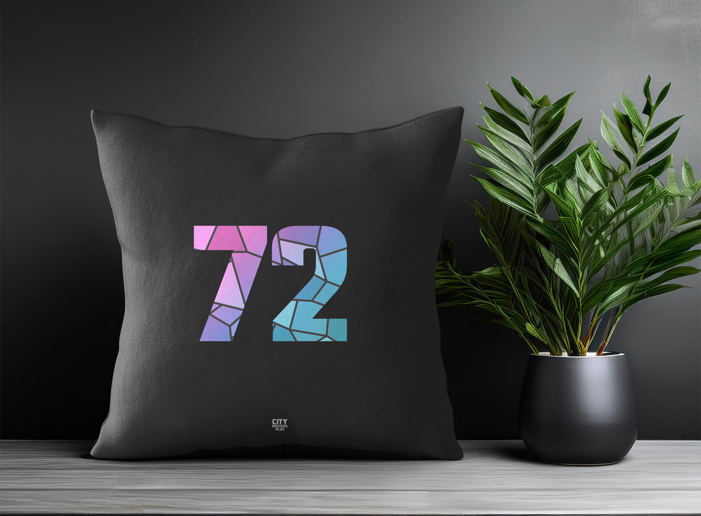 72 Number Pillow Case and Pillow Throw (Charcoal Grey)