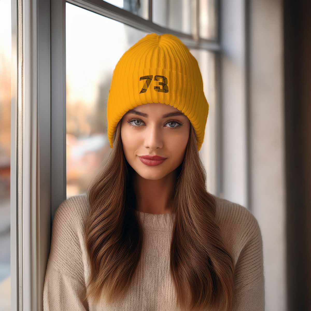 Beanies Plus 73 Number Cuffed Beanie (Gold)