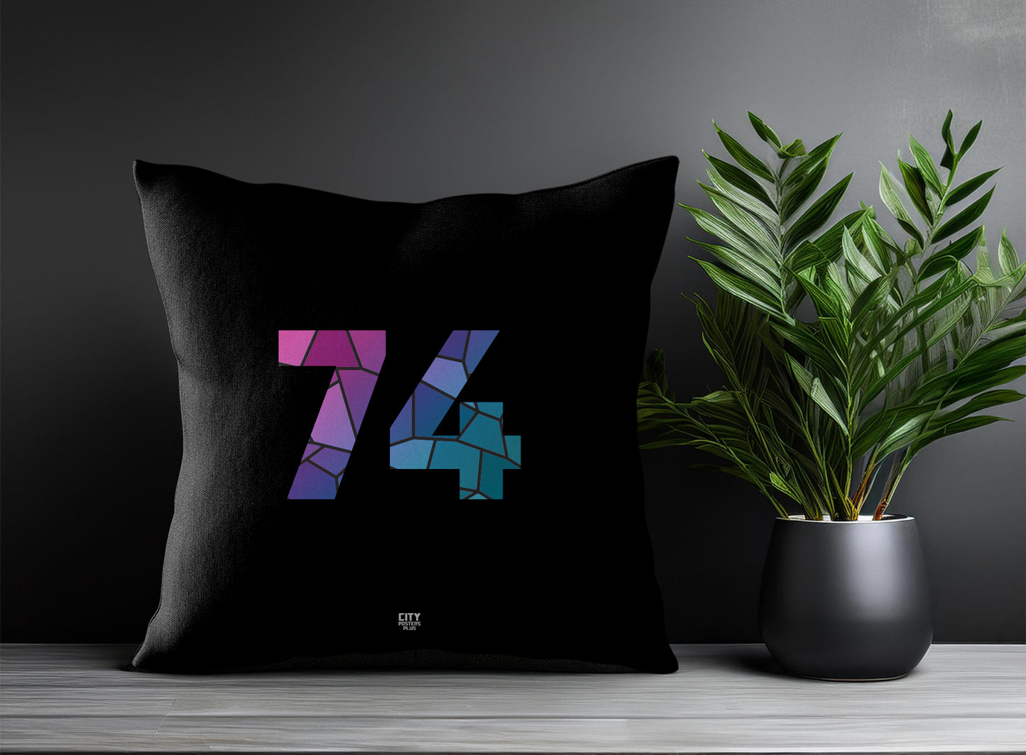 74 Number Pillow Case and Pillow Throw (Black)