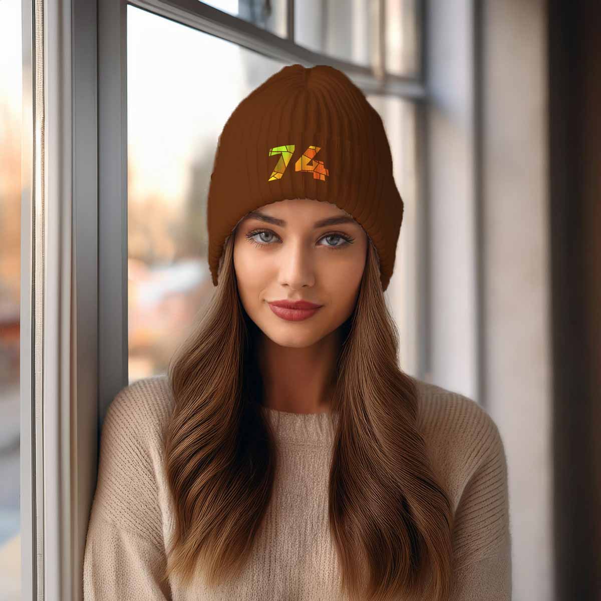 Beanies Plus 74 Number Cuffed Beanie (Brown)