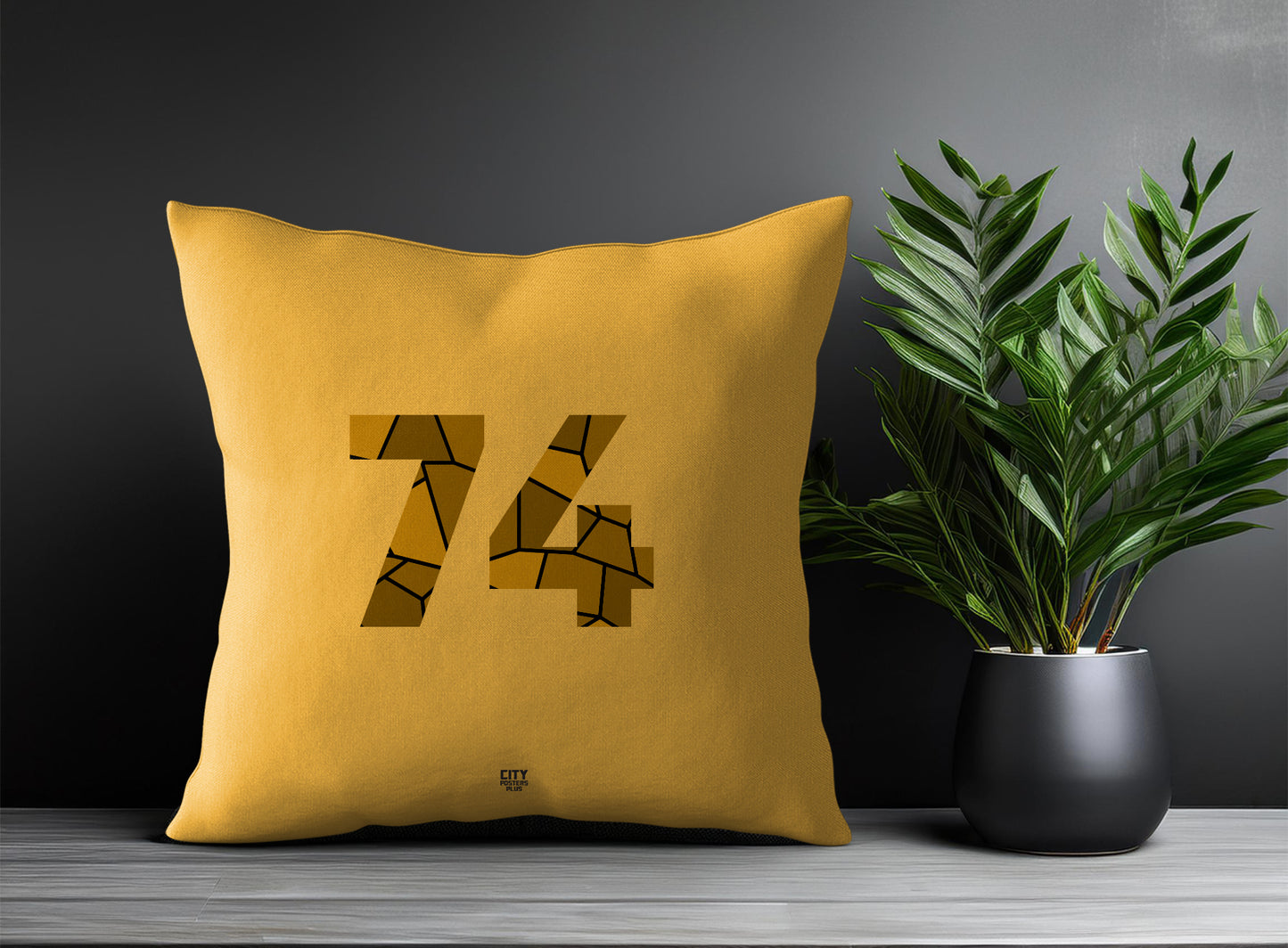 74 Number Pillow Case and Pillow Throw (Golden Yellow)