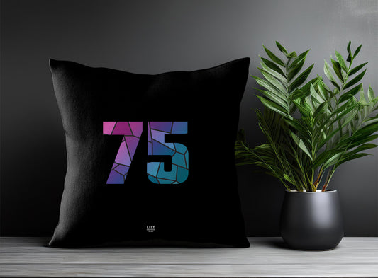 75 Number Pillow Case and Pillow Throw (Black)