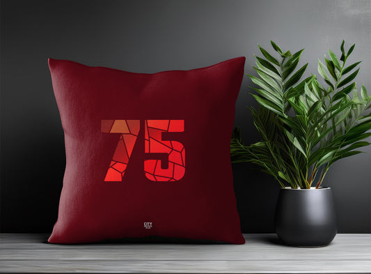 75 Number Pillow Case and Pillow Throw (Maroon)