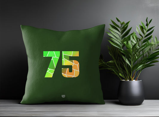 75 Number Pillow Case and Pillow Throw (Olive Green)
