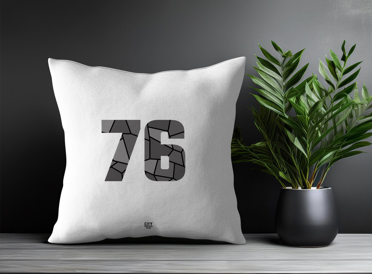 76 Number Pillow Case and Pillow Throw (White)